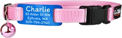 GoTags Personalized Breakaway Cat Collar with Engraved Tag & Bell, Pink/Blue, 8 to 12-in neck, 3/8-in wide