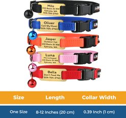 GoTags Personalized Breakaway Cat Collar with Engraved Tag & Bell, Black/Gold, 8 to 12-in neck, 3/8-in wide slide 2 of 6