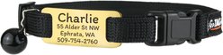 GoTags Personalized Breakaway Cat Collar with Engraved Tag & Bell, Black/Gold, 8 to 12-in neck, 3/8-in wide slide 1 of 6