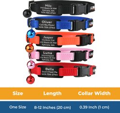 GoTags Personalized Breakaway Cat Collar with Engraved Tag & Bell, Orange/Black, 8 to 12-in neck, 3/8-in wide slide 2 of 6