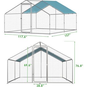 LovMor Metal Chicken Coop, 13 x 10 x 6.56-ft