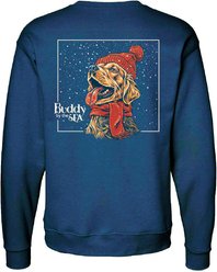 BUDDY BY THE SEA Winter Wonderland Fleece Unisex Crewneck Sweatshirt, Navy, Small
