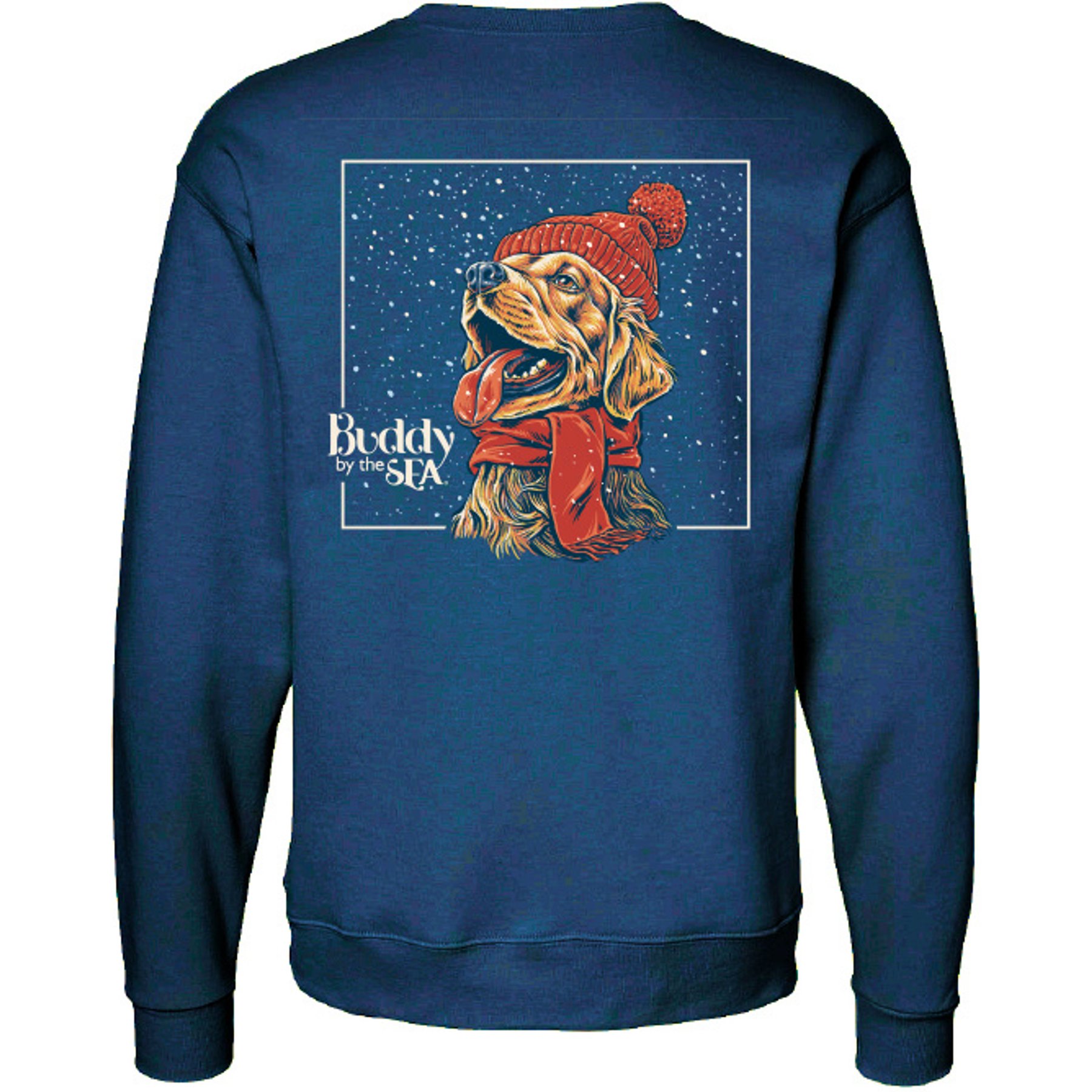 BUDDY BY THE SEA Winter Wonderland Fleece Unisex Crewneck Sweatshirt, Navy, Small