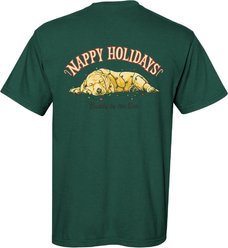 BUDDY BY THE SEA Nappy Holidays Adult Unisex Short Sleeve Tee Shirt, Field Green, Small
