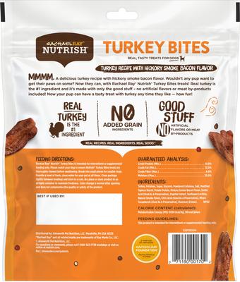 Show full view: Rachael Ray Nutrish Savory Roasters Roasted Chicken + Turkey Bites Hickory Smoke Bacon Recipe Dog Treats slide 7 of 9