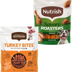 Rachael Ray Nutrish Savory Roasters Roasted Chicken + Turkey Bites Hickory Smoke Bacon Recipe Dog Treats