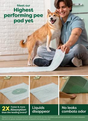 Show full view: Earth Rated Max Absorbency Dog Pee Pads, Large: 22 x 23-in, Unscented, 75 count slide 2 of 11