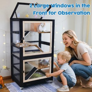 FunXplore 5 Level Small Pet Cage with Divider, Black