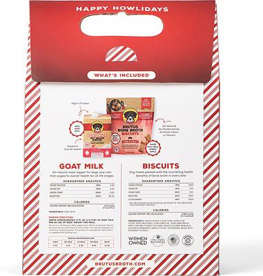 Show full view: Brutus Broth Milk & Cookie Dog Crunchy Treat Gift Box, 16-fl oz can, 8-oz bag slide 4 of 12