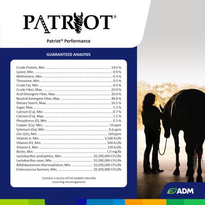 Show full view: ADM Patriot Performance Horse Feed, 50-lb bag slide 4 of 7