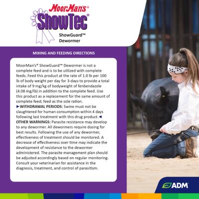 Show full view: ADM MoorMan's ShowTec ShowGuard Swine Dewormer Supplement, 25-lb bag slide 2 of 9