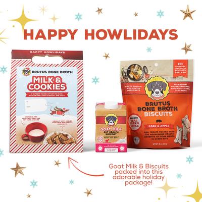 Show full view: Brutus Broth Milk & Cookie Dog Crunchy Treat Gift Box, 16-fl oz can, 8-oz bag slide 3 of 12