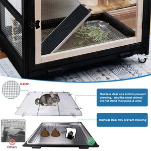 FunXplore 5 Level Small Pet Cage with Divider, Black