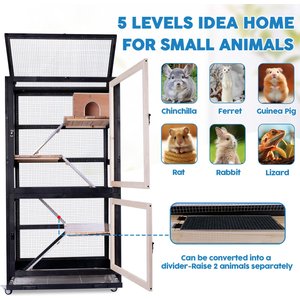 FunXplore 5 Level Small Pet Cage with Divider, Black