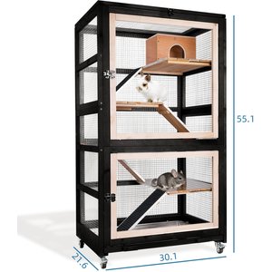 FunXplore 5 Level Small Pet Cage with Divider, Black