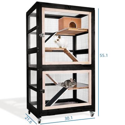 Show full view: FunXplore 5 Level Small Pet Cage with Divider, Black slide 2 of 7
