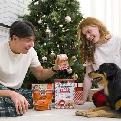 Show full view: Brutus Broth Milk & Cookie Dog Crunchy Treat Gift Box, 16-fl oz can, 8-oz bag slide 9 of 12