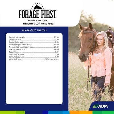 Show full view: ADM Healthy Glo Nuggets Concentrated Nutrition Horse Feed, 40-lb bag slide 4 of 8