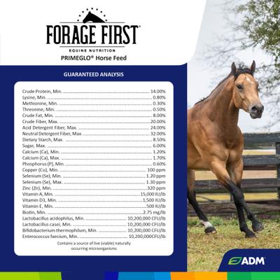 Show full view: ADM PRIMEGLO Forage First Premium Nutrition Mature Horse Feed, 50-lb bag slide 4 of 9
