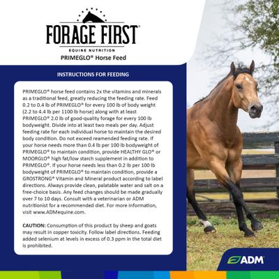 Show full view: ADM PRIMEGLO Forage First Premium Nutrition Mature Horse Feed, 50-lb bag slide 2 of 9