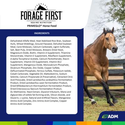 Show full view: ADM PRIMEGLO Forage First Premium Nutrition Mature Horse Feed, 50-lb bag slide 3 of 9