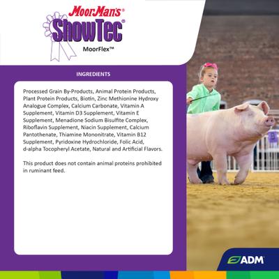 Show full view: ADM MoorMan's ShowTec MoorFlex Swine, Goat, Sheep, & Cattle Powder Supplement, 3.75-lb bag slide 3 of 8