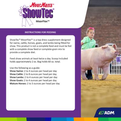 Show full view: ADM MoorMan's ShowTec MoorFlex Swine, Goat, Sheep, & Cattle Powder Supplement, 3.75-lb bag slide 2 of 8
