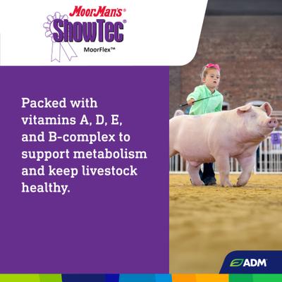 Show full view: ADM MoorMan's ShowTec MoorFlex Swine, Goat, Sheep, & Cattle Powder Supplement, 3.75-lb bag slide 6 of 8