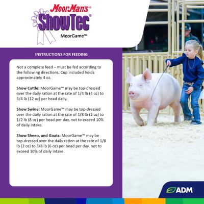 Show full view: ADM MoorMan's ShowTec MoorGame Swine, Goat, Sheep, & Cattle Powder Supplement, 18-lb pail slide 2 of 9