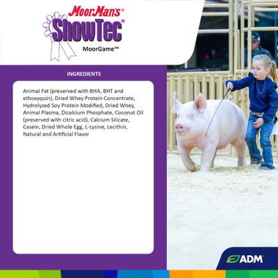 Show full view: ADM MoorMan's ShowTec MoorGame Swine, Goat, Sheep, & Cattle Powder Supplement, 18-lb pail slide 3 of 9