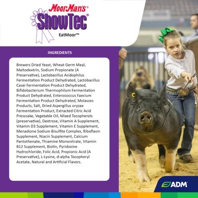 Show full view: ADM MoorMan's ShowTec EatMoor Swine, Goat, Sheep, & Cattle Powder Supplement, 3.75-lb bag slide 3 of 8