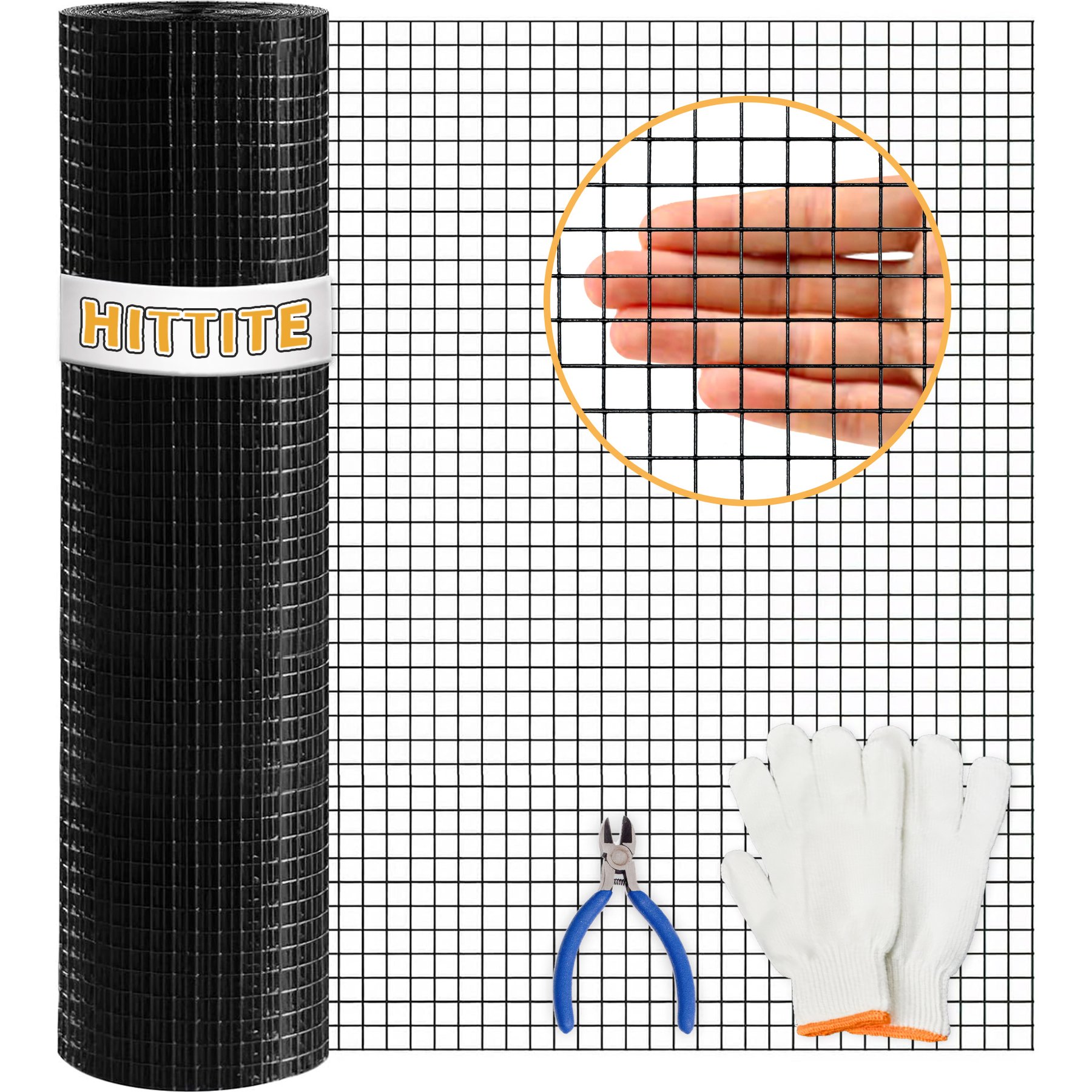 Hittite Galvanized 16 Gauge Welded Black PVC Coated Chicken Wire 1-in Mesh Hardware Cloth, 36-in x 50-ft