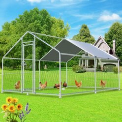 Hittite Metal Outdoor Chicken Coop with Waterproof & Anti-UV Cover, Large: 12.8 x 9.84 x 6.56-ft
