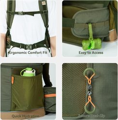 Petsfit WILDPATH Dual‑Pet Hiking Airline Approved Backpack Dog & Cat Carrier with Zippered Divider, Green, 14 x 11 x 24-in slide 2 of 7