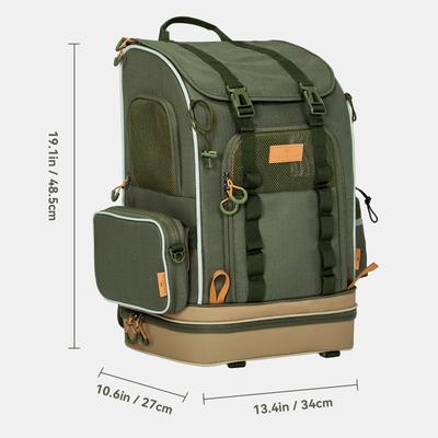 Show full view: Petsfit WILDPATH Multi-Compartment Storage Hiking Airline Approved Backpack Dog & Cat Carrier, Green, 13.4 x 10.6 x 19.1-in slide 3 of 10