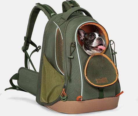Show full view: Petsfit WILDPATH Hiking Waterproof TPU Base Airline Approved Backpack Dog & Cat Carrier, Green, 13.8 x 11.8 x 18.9-in slide 3 of 9