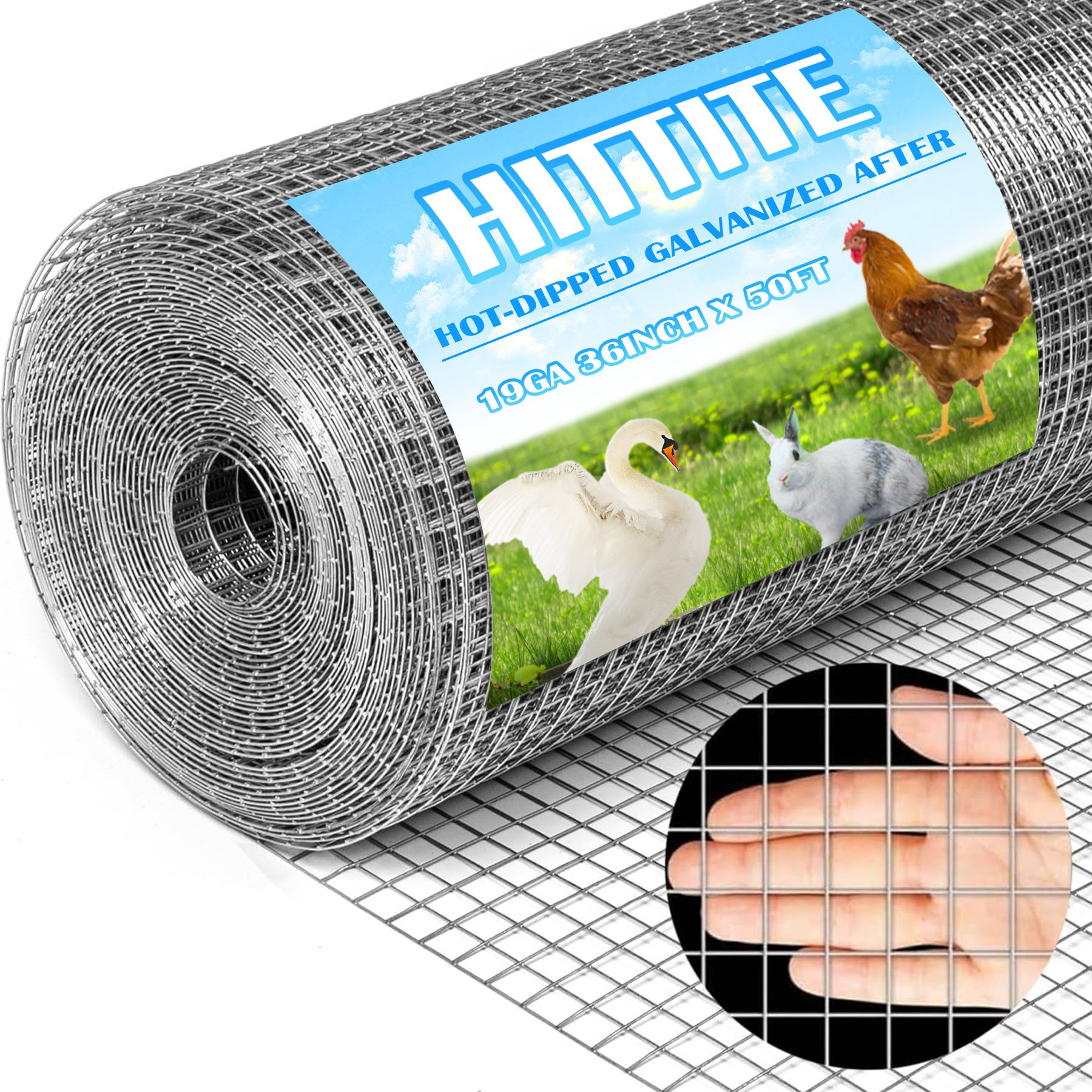 Hittite 36-in x 50-ft Hot-dip Galvanized After 19 Gauge Welding Chicken Wire 1/2-in Mesh Hardware Cloth