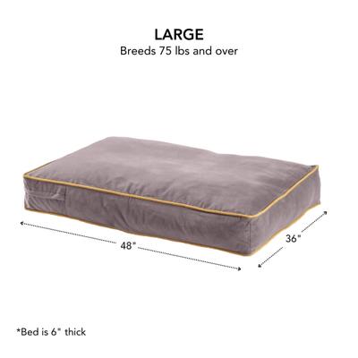 Show full view: Happy Hounds Bailey Rectangle Pillow Dog Bed with Removable Cover, Smoke, Large slide 6 of 8