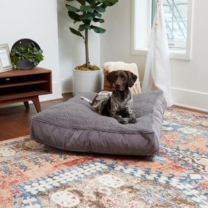 Happy Hounds Bailey Rectangle Pillow Dog Bed with Removable Cover, Gray, Large
