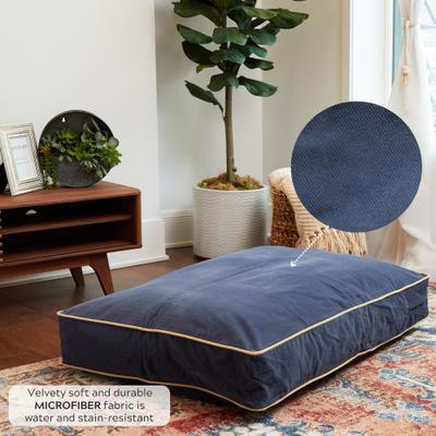 Show full view: Happy Hounds Bailey Rectangle Pillow Dog Bed with Removable Cover, Denim, Medium slide 7 of 8