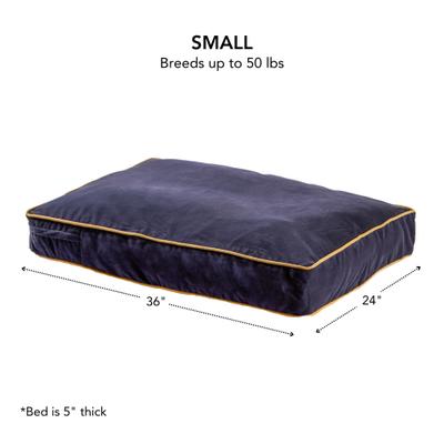 Show full view: Happy Hounds Bailey Rectangle Pillow Dog Bed with Removable Cover, Denim, Small slide 6 of 7