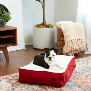 FurHaven Faux Wool Crate Bolster Cat & Dog Bed