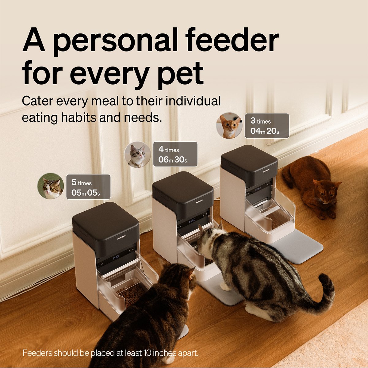 Petlibro One RFID Automatic WiFi App Controlled Cat Feeder with Collar Tag, 3-L, White