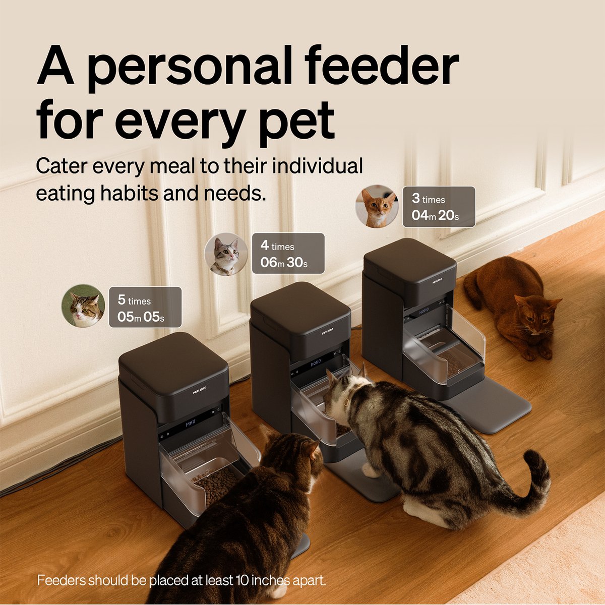 Petlibro One RFID Automatic WiFi App Controlled Cat Feeder with Collar Tag, 3-L, Black