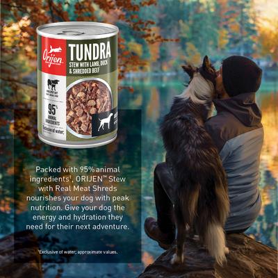 Show full view: ORIJEN Real Meat Shreds Tundra Stew Wet Dog Food, 12.8-oz can, case of 12 slide 9 of 13