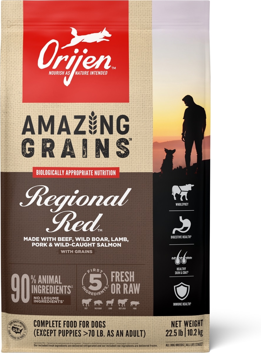 ORIJEN Amazing Grains Regional Red High-Protein Dry Dog Food, 22.5