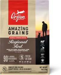 ORIJEN Amazing Grains Regional Red High-Protein Dry Dog Food, 4-lb bag