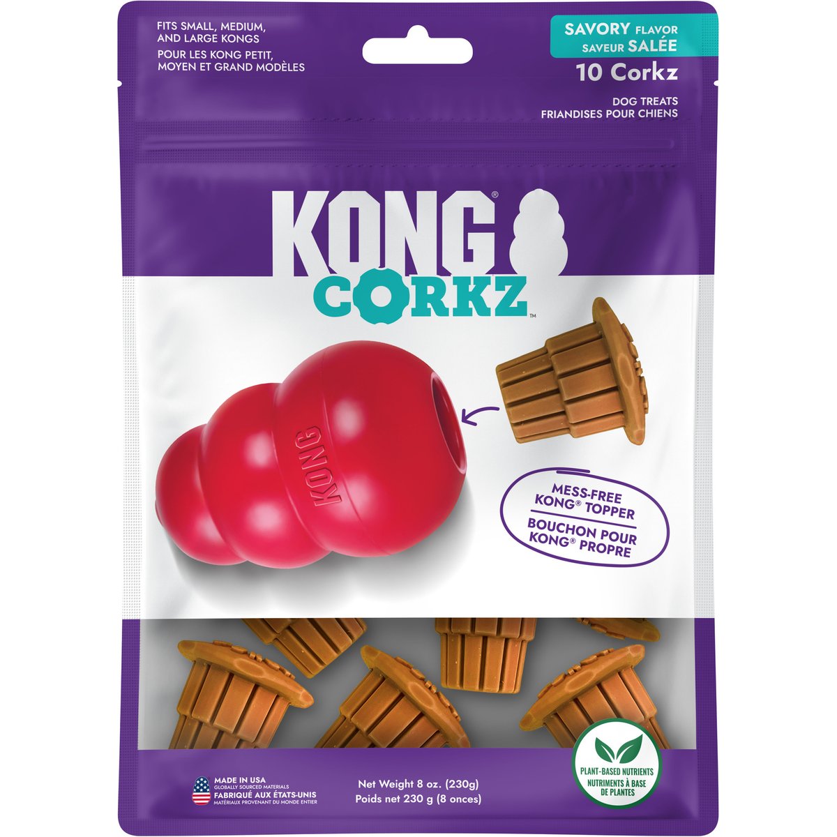 KONG Corkz Savory Flavor Lickable Dog Treats, 8-oz bag, 10 count