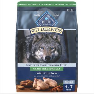 Blue Buffalo Wilderness Chicken Recipe Adult High-Protein Grain-Free Dry Dog Food, 13-lb bag