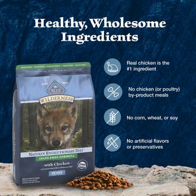 Show full view: Blue Buffalo Wilderness Puppy High-Protein Grain-Free Chicken Dry Dog Food, 13-lb bag slide 8 of 11